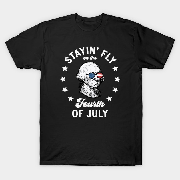 Stayin' Fly On The 4th Of July: George Washington in Funny Patriotic Sunglasses T-Shirt by TwistedCharm